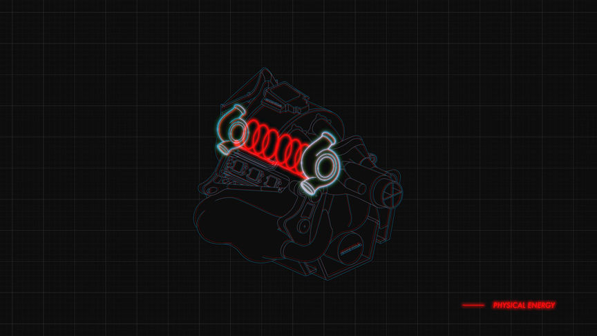3D CAD av motorgeneratorenhet, kinetisk
