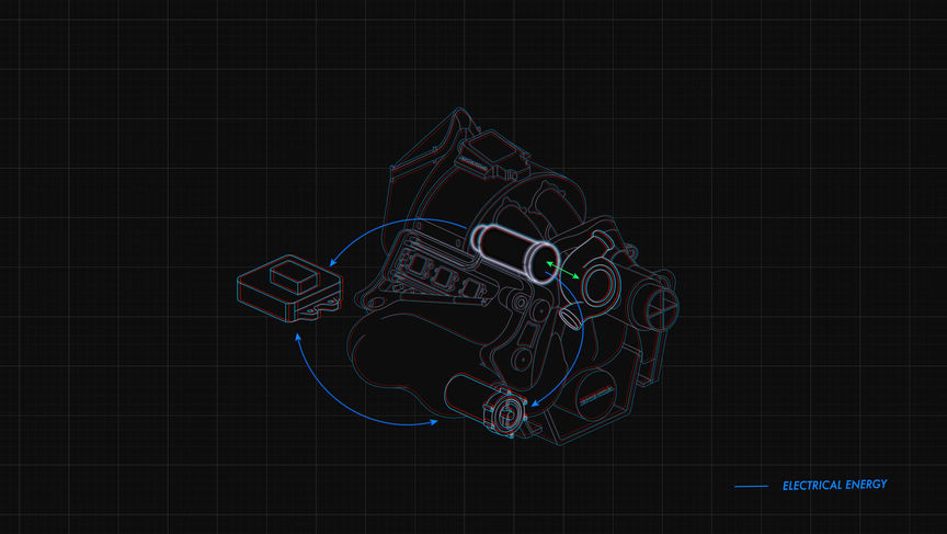 3D CAD av en motorgeneratorenhet