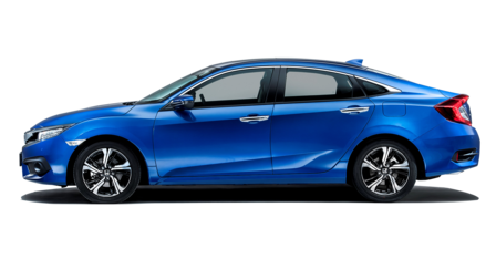 Firedørs Honda Civic sett fra siden.