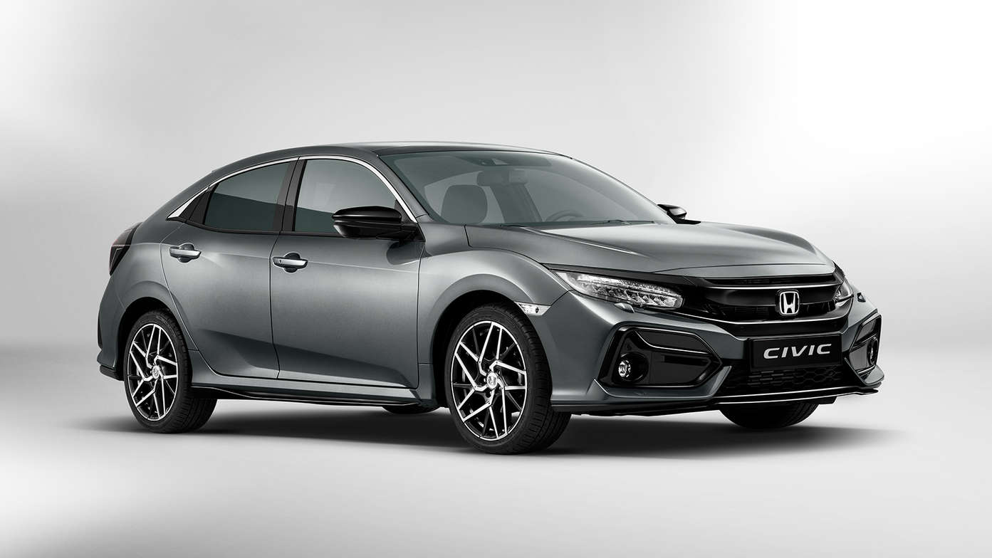 5-dørs Honda Civic sett skrått forfra, med den svarte serien.