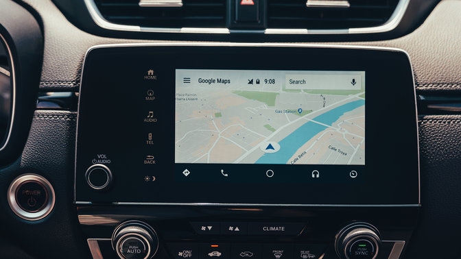 Sidevendt nærbilde av Honda CR-V Hybrid berøringsskjermikoner.