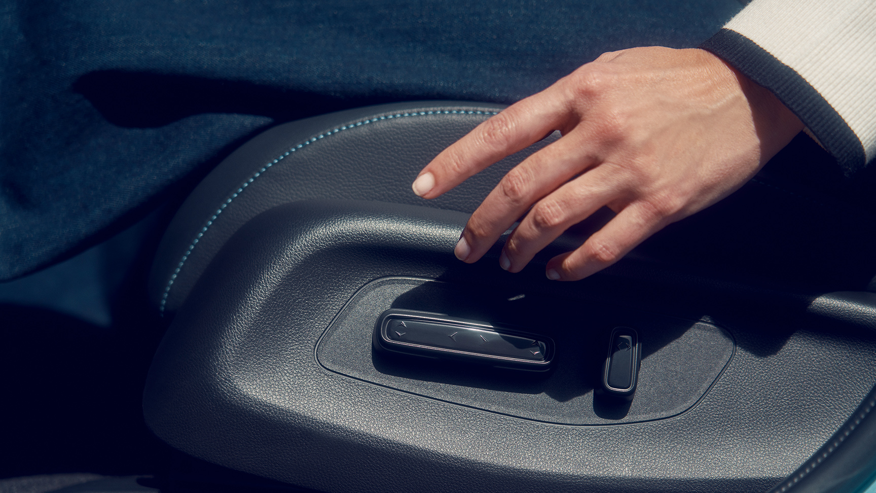 Nærbilde av seteryggfunksjonen i Honda e:Ny1.