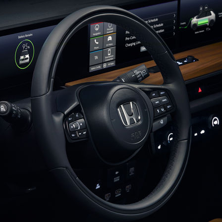 Nærbilde av Honda-ratt.