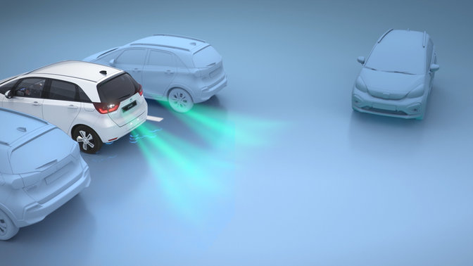Viser varselstegn når en Honda rygger