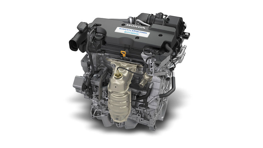 Nærbilde av Honda Hybrid VTEC-motor med Atkinson-syklus. 