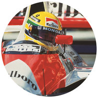 Senna i Honda Formel 1-racerbil.