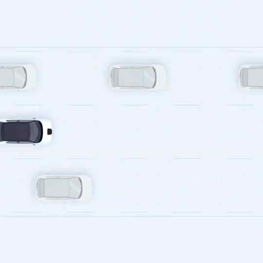 toppvisning av Honda e som viser adaptiv cruisekontroll-funksjonen. 